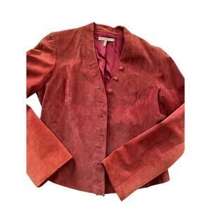 In suede women’s jacket medium red suede blazer Vtg. read